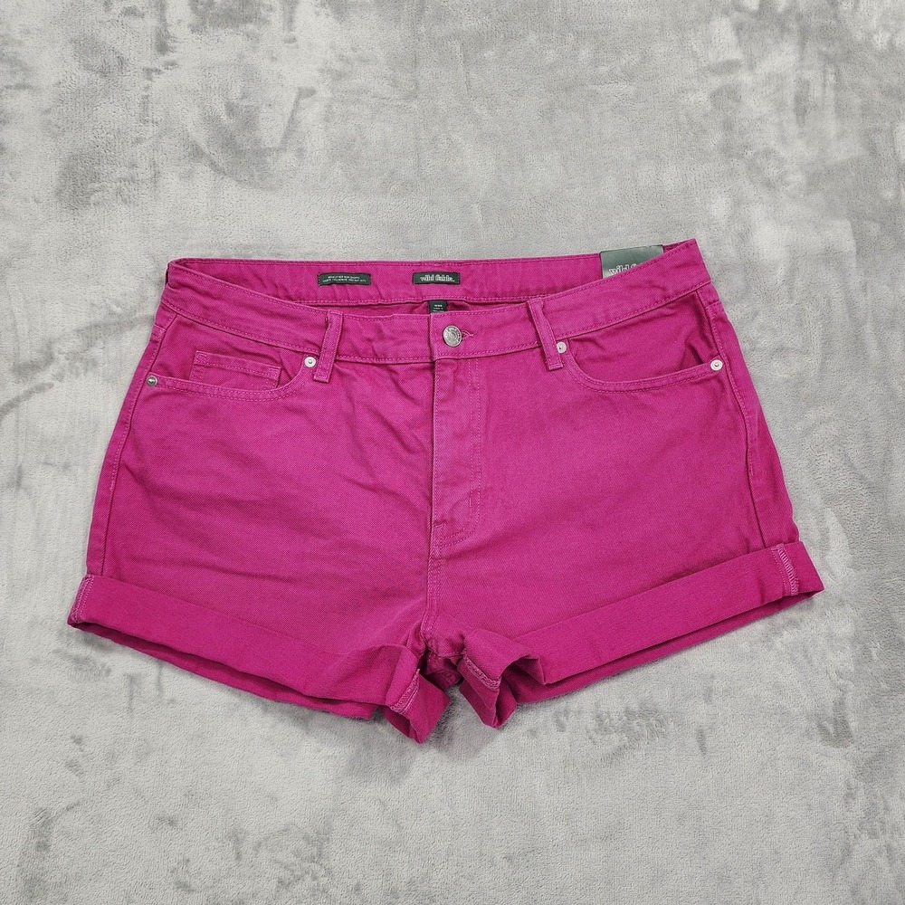 NEW Wild Fable Shorts Womens 16W Dark Pink Highest Rise‎ Mom Denim Cuffed Casual